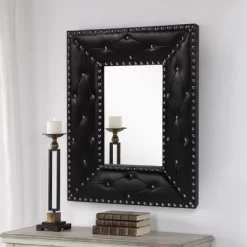 Sofie 21" X 26" Decorative Wall Mirrors With Rectangle PU Covered MDF Framed Mirror-The Pop Home