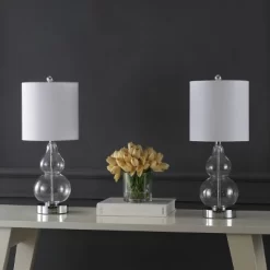 (Set Of 2) 22" Cora Classic Vintage Glass LED Table Lamp With USB Charging Port (Includes LED Light Bulb) - JONATHAN Y -Home Decoration Store GUEST c92039ea 624f 436c a43c b2e67f7b8489