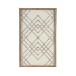 Exton Geo Carved Decorative Wall Wood Panel Natural/White - Madison Park