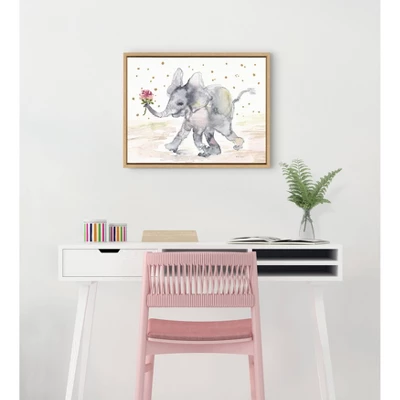 18" X 24" Sylvie Baby Elephant Watercolor Framed Canvas Wall Art By Patricia Shaw Natural - Kate And Laurel 5 18" X 24" Sylvie Baby Elephant Watercolor Framed Canvas Wall Art By Patricia Shaw Natural - Kate And Laurel - Image 5