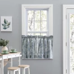 Ellis Curtain Lexington Leaf Pattern On Colored Ground Curtain Tiers Blue 7 Ellis Curtain Lexington Leaf Pattern On Colored Ground Curtain Tiers Blue -Home Decoration Store GUEST ca5d4b83 d1d4 485e bee2 c01b81fce81f