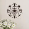 Medallion Metal Wall Art- 14.25 Inch Square Open Edge Metal Home Décor, Hand Crafted With Distressed Finish- Mounting Screws Included By Lavish Home