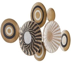 Dried Plant Plate Handmade Woven Wall Decor With Intricate Patterns Gold - The Novogratz