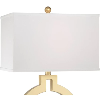 360 Lighting Modern Table Lamps 28 1/2" Tall Set Of 2 With USB Charging Port Brushed Gold Open Ring White Shade For Bedroom Living Room House Bedside 2 360 Lighting Modern Table Lamps 28 1/2" Tall Set Of 2 With USB Charging Port Brushed Gold Open Ring White Shade For Bedroom Living Room House Bedside - Image 2