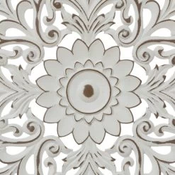 LuxenHome Distressed White Wood Flower Mandala 31.5" Round Wall Decor -Home Decoration Store GUEST cc0ca7a0 1a63 40af b9e5 efc0215172ec