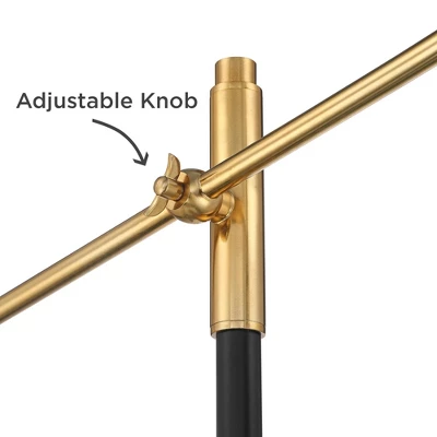 Possini Euro Design Modern Pharmacy Floor Lamp 54" Tall Matte Black Warm Gold Adjustable Metal Shade For Living Room Reading House 3 Possini Euro Design Modern Pharmacy Floor Lamp 54" Tall Matte Black Warm Gold Adjustable Metal Shade For Living Room Reading House - Image 3