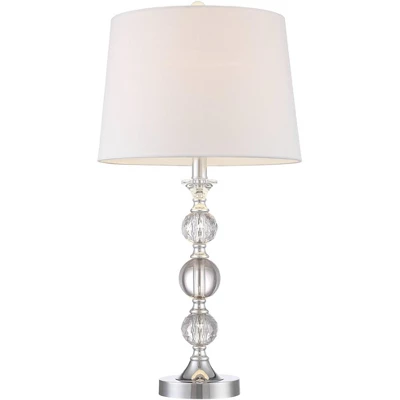 360 Lighting Solange Modern Table Lamps 25" High Set Of 2 Stacked Crystal Glass Silver White Tapered Drum Shade For Bedroom Living Room Nightstand 5 360 Lighting Solange Modern Table Lamps 25" High Set Of 2 Stacked Crystal Glass Silver White Tapered Drum Shade For Bedroom Living Room Nightstand - Image 5