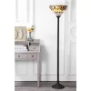 70" Davis Tiffany Style Torchiere Floor Lamp (Includes LED Light Bulb) Bronze - JONATHAN Y