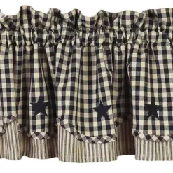 Home Collections By Raghu Heritage House Check Black Star Fairfield Valance, 72x15.5