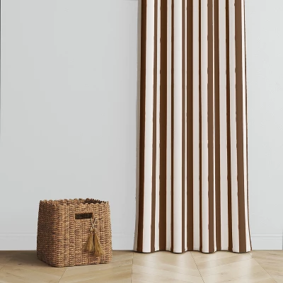 Bacati - Wide Stripes Chocolate Cotton Printed Single Window Curtain Panel 1 Bacati - Wide Stripes Chocolate Cotton Printed Single Window Curtain Panel