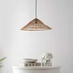 20.25" 1-Light Nova Farmhouse Coastal Rattan LED Pendant Brown - JONATHAN Y -Home Decoration Store GUEST cd46b106 41c0 42f6 8c22 8e3ad38e6269