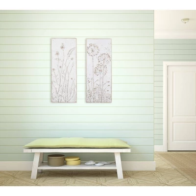 Set Of 2 Metal Decorative Wall Décor With Flowers White - Storied Home 2 Set Of 2 Metal Decorative Wall Décor With Flowers White - Storied Home - Image 2