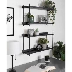 28" X 15" Dominic Tiered Decorative Wall Shelf Black - Kate & Laurel All Things Decor -Home Decoration Store GUEST cd7501f5 9663 44c8 97e5 7df904c2e1b5