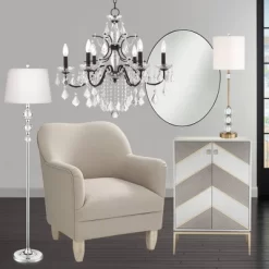 Vienna Full Spectrum DeMallo Dark Bronze Chandelier 26" Wide French Scroll Arm Clear Crystal 6-Light Fixture For Dining Room Home Foyer Kitchen Island -Home Decoration Store GUEST cdae09d7 6635 4b46 a436 d85ec86d3502