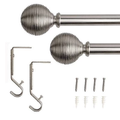 Decorative Drapery Single Rod Set With Lined Ball Finials - Lumi Home Furnishings 4 Decorative Drapery Single Rod Set With Lined Ball Finials - Lumi Home Furnishings - Image 4