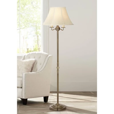 Regency Hill Montebello Vintage Retro Floor Lamp Standing 59" Tall Antique Brass Metal Soft Tan Bell Shade For Living Room Bedroom Office House Home 1 Regency Hill Montebello Vintage Retro Floor Lamp Standing 59" Tall Antique Brass Metal Soft Tan Bell Shade For Living Room Bedroom Office House Home