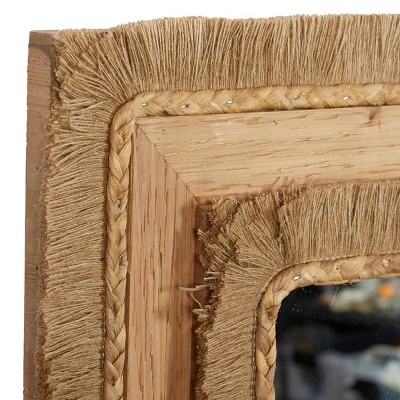 Bohemian Wood Rectangle Wall Mirror Brown - Olivia & May 5 Bohemian Wood Rectangle Wall Mirror Brown - Olivia & May - Image 5