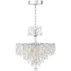 Vienna Full Spectrum Villette Chrome Chandelier 27 1/2" Wide Modern Cascade Crystal 6-Light LED Fixture For Dining Room Foyer Kitchen Island Entryway -Home Decoration Store GUEST d14fcfbd 30c1 40c3 a053 139699901da9