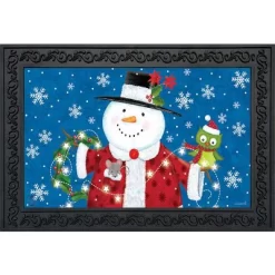 Snow Day Cheer Christmas Doormat Snowman Indoor Outdoor 30" X 18" Briarwood Lane