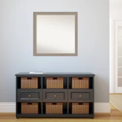 29" X 29" Non-Beveled Curve Gray Wash Wood Wall Mirror - Amanti Art -Home Decoration Store GUEST d1ba673a 14e5 4d3a bcb0 880a21fa59e9