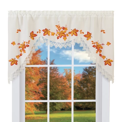 Collections Etc Embroidered Leaves Valance 2 Collections Etc Embroidered Leaves Valance - Image 2