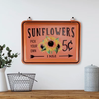 Northlight 15" Fall Harvest Orange "Sunflowers" Wall Sign 1 Northlight 15" Fall Harvest Orange "Sunflowers" Wall Sign