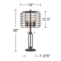 Franklin Iron Works Edison Industrial Rustic Farmhouse Table Lamp 30" Tall Rust Brown Open Metal Cage For Bedroom Living Room Bedside Nightstand Kids -Home Decoration Store GUEST d55f27d8 a92e 4ca7 a946 408b43a43b08