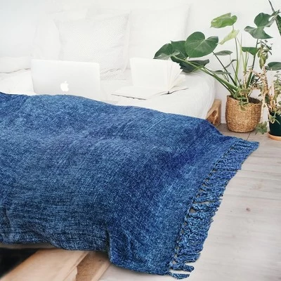 PAVILIA Chenille Throw Blanket With Woven Knitted Tassel Fringe For Couch, Living Room Decor And Bed 2 PAVILIA Chenille Throw Blanket With Woven Knitted Tassel Fringe For Couch, Living Room Decor And Bed - Image 2