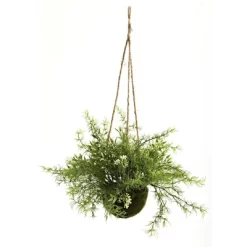 Nearly Natural 9-in Ruscus, Sedum & Springeri Hanging Basket (Set Of 3)