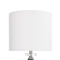 Gemma Silsden Marbled Blue Table Lamp With Fabric Shade White - StyleCraft