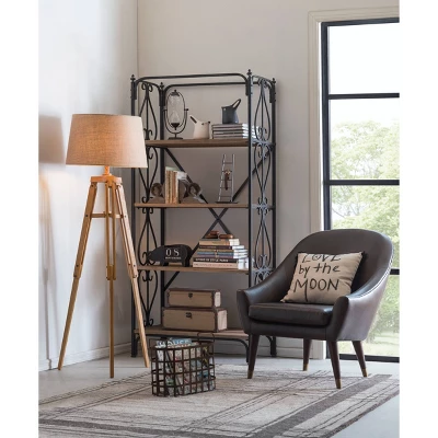 Mariner Tripod Style Wood Floor Lamp With Burlap Drum Shade Rust - Storied Home 18 Mariner Tripod Style Wood Floor Lamp With Burlap Drum Shade Rust - Storied Home - Image 18