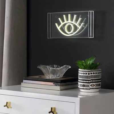 11.8" Eye Contemporary Glam Acrylic Box Pendant Neon Yellow (Includes LED Light Bulb) - JONATHAN Y 2 11.8" Eye Contemporary Glam Acrylic Box Pendant Neon Yellow (Includes LED Light Bulb) - JONATHAN Y - Image 2