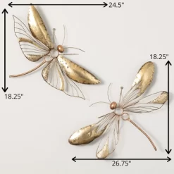 18.25"H Sullivans Gold Dragonfly Wall Decor Set Of 2, Gold -Home Decoration Store GUEST d7ac4294 1802 487d 8fd9 9108a3d7fd57