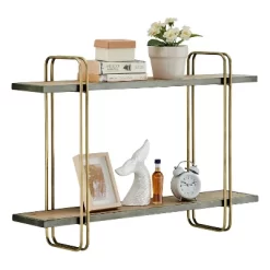 32.3" X 22" 2 Tier Metal And Wood Hanging Bracket Wall Mounted Shelf Gold - Danya B. 17 32.3" X 22" 2 Tier Metal And Wood Hanging Bracket Wall Mounted Shelf Gold - Danya B. -Home Decoration Store GUEST d97ed354 75ca 46bd 976c 517b84936835