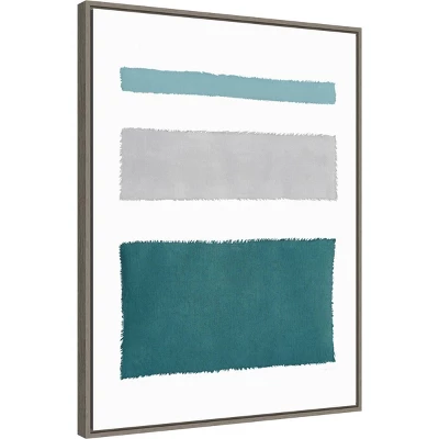 22" X 30" Painted Weaving IV Blue Green By Piper Rhue Framed Canvas Wall Art Gray Wash - Amanti Art 1 22" X 30" Painted Weaving IV Blue Green By Piper Rhue Framed Canvas Wall Art Gray Wash - Amanti Art