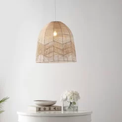 17.5" 1-Light Sofia Farmhouse Coastal Rattan LED Pendant Brown - JONATHAN Y -Home Decoration Store GUEST d9aad616 4fe8 48de bf9e a4375e882402