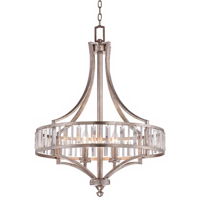 Vienna Full Spectrum Soft Silver Chandelier 24" Wide Crystal Glass 4-Light Fixture For Dining Room House Kitchen Bedroom 3 Vienna Full Spectrum Soft Silver Chandelier 24" Wide Crystal Glass 4-Light Fixture For Dining Room House Kitchen Bedroom - Image 3