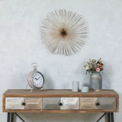 LuxenHome Gold Abstract Flower 16.7" Round Metal Wall Decor -Home Decoration Store GUEST da519bb9 275d 4fa0 8f60 b002597037b2