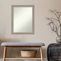 21" X 27" Non-Beveled Curve Gray Wash Wood Wall Mirror - Amanti Art -Home Decoration Store GUEST dac7da6e 7141 44cb 8ea0 eb29e9d2b0f3