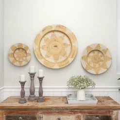 Set Of 3 Rattan Plate Woven Basket Wall Decors - Olivia & May -Home Decoration Store GUEST dadce017 8d1d 43e6 9d9c 17364d8d8220