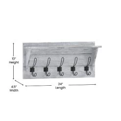 Emma And Oliver Rustic Country Wall Mounted Entryway Shelf With 5 Rustic Hooks And Wood Construction -Home Decoration Store GUEST dcdee3ae 59b9 41e5 9fb6 5b60e5a01ec6