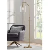 Possini Euro Design Kipling Modern 62 1/2" Tall Downbridge Arc Floor Lamp Warm Gold Metal Clear Glass Shade For Living Room Reading House