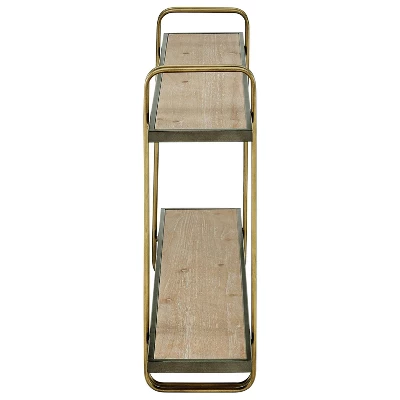 32.3" X 22" 2 Tier Metal And Wood Hanging Bracket Wall Mounted Shelf Gold - Danya B. 9 32.3" X 22" 2 Tier Metal And Wood Hanging Bracket Wall Mounted Shelf Gold - Danya B. - Image 9