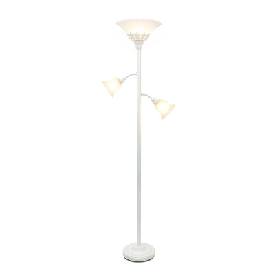 3 Light Floor Lamp With Scalloped Glass Shade White - Elegant Designs 1 3 Light Floor Lamp With Scalloped Glass Shade White - Elegant Designs