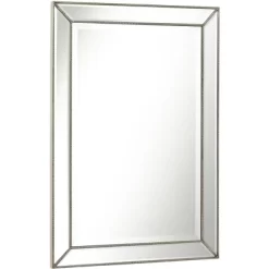 Uttermost Roseau Rectangular Vanity Wall Mirror Modern Beveled Silver Pewter Beaded Border Frame 24" Wide Bathroom Bedroom Living Room House Entryway -Home Decoration Store GUEST ddb81419 9e90 4b69 8d83 fea70f56ac4a