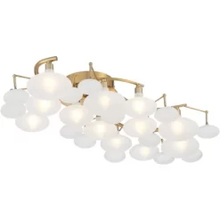 Possini Euro Design Lilypad Modern Ceiling Light Semi Flush Mount Fixture 30 1/4" Wide Warm Brass 12-Light Frosted Glass Shade For Bedroom Living Room -Home Decoration Store GUEST dec42141 80e6 4416 977e 08a265036989