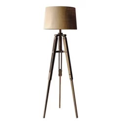 Mariner Tripod Style Wood Floor Lamp With Burlap Drum Shade Rust - Storied Home