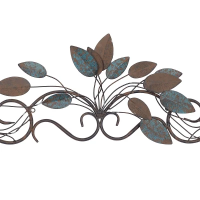 10" X 35" Metal Leaf Wall Decor Blue - Olivia & May 3 10" X 35" Metal Leaf Wall Decor Blue - Olivia & May - Image 3