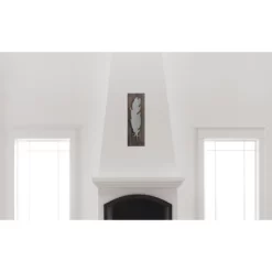 9.75" X 29.75" Metal Feather Wood Wall Décor - Storied Home