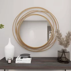 Metal Wall Mirror With Overlapping Ring Frame Gold - Olivia & May -Home Decoration Store GUEST e27e07da 9473 48b0 8e6a 957990d84b52